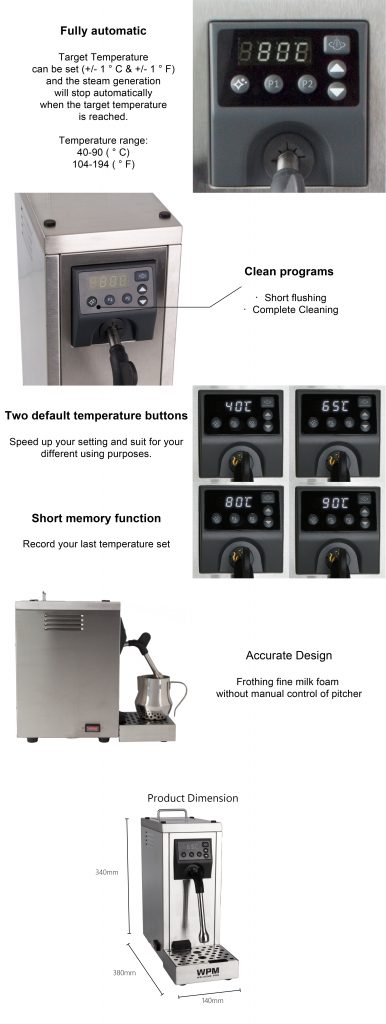 WPM  Milk Steamer with Temperature Setting MS-130T – Kohikona